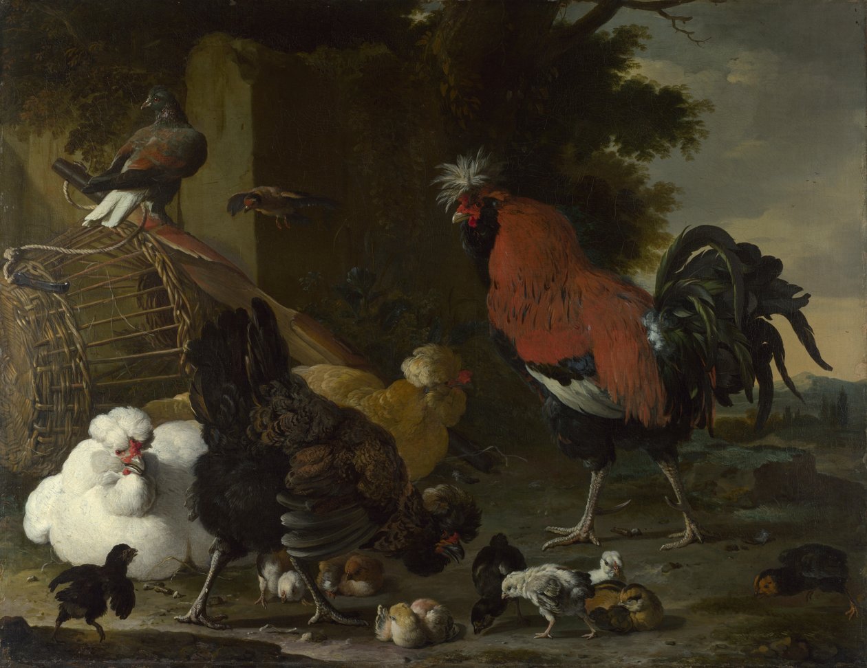 Bir Horoz, Tavuklar ve Civcivler, yaklaşık 1668-1670 by Melchior de Hondecoeter