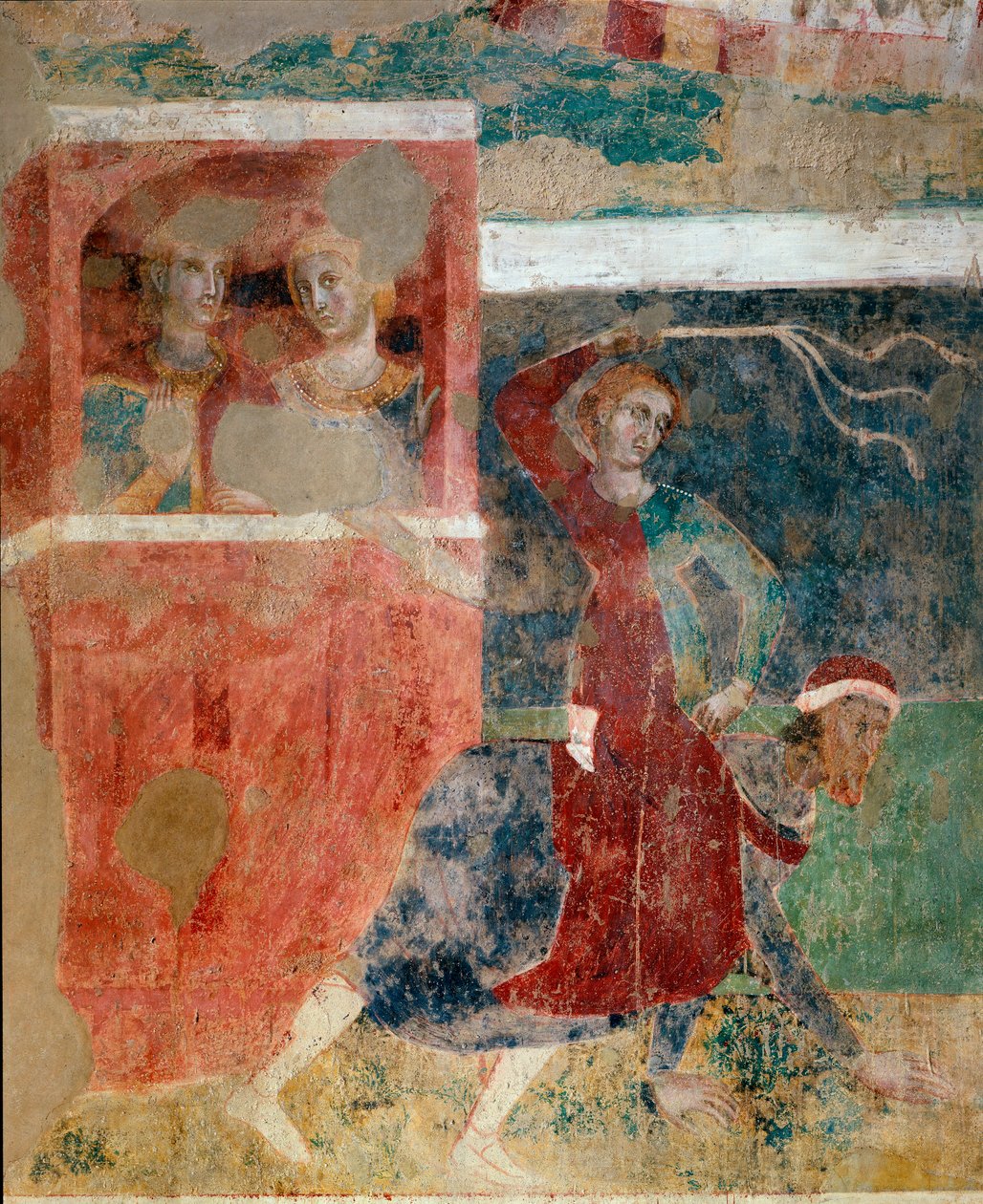 Genç bir adamın aşkın gizemlerine girişindeki iniş çıkışlar, ayrıntılar, 14. yüzyılın başları (fresk) by Memmo di Filippuccio