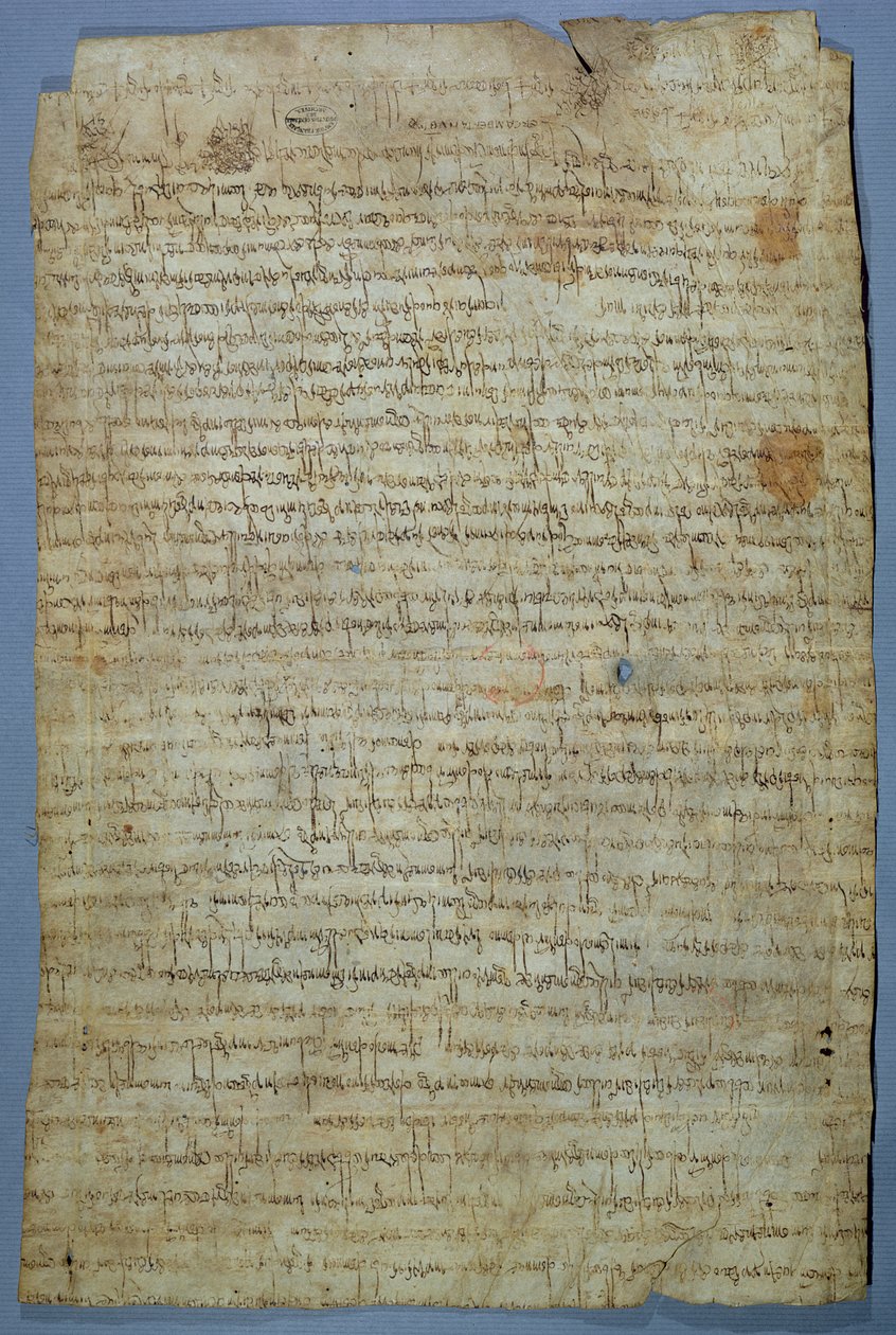 Wadomir (Uuademir) ve eşi Ercamberta tarafından yazılmış belge, c.690-691 (parşömen üzerine kalem ve mürekkep) by Merovingian