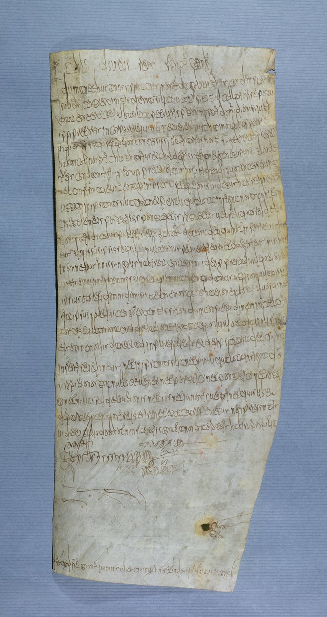 Clovis III ayrıcalığı (682-695) Saint-Denis Manastırına verildi, 691 (parşömen üzerine kalem ve mürekkep) by Merovingian