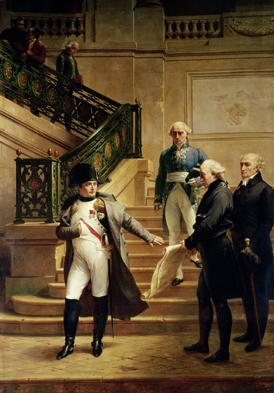 Napoleon I (1769-1821) in the Palais Royal Received by the President of the Tribunal and Refusing the Plans of Percier or Fontaine, 1807  by Merry Joseph Blondel