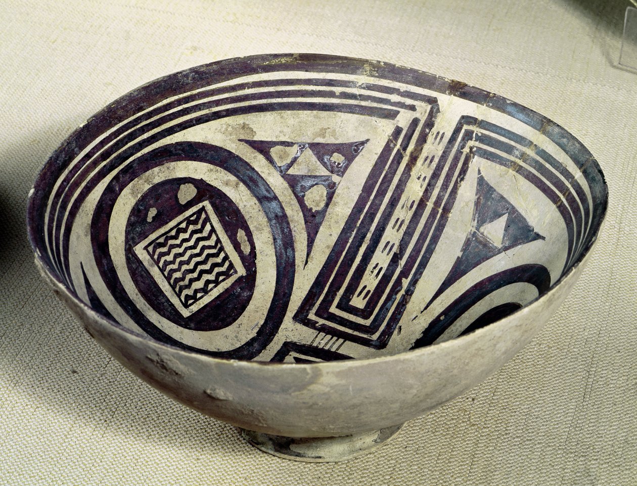 Geometrik bir desenle süslenmiş kase, Stil I, Susa, İran, MÖ 3100-3000 (pişmiş toprak) by Mesopotamian
