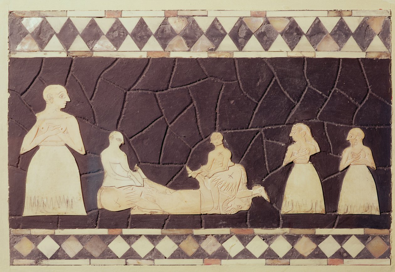 Kurban sahnesi (mozaik) by Mesopotamian