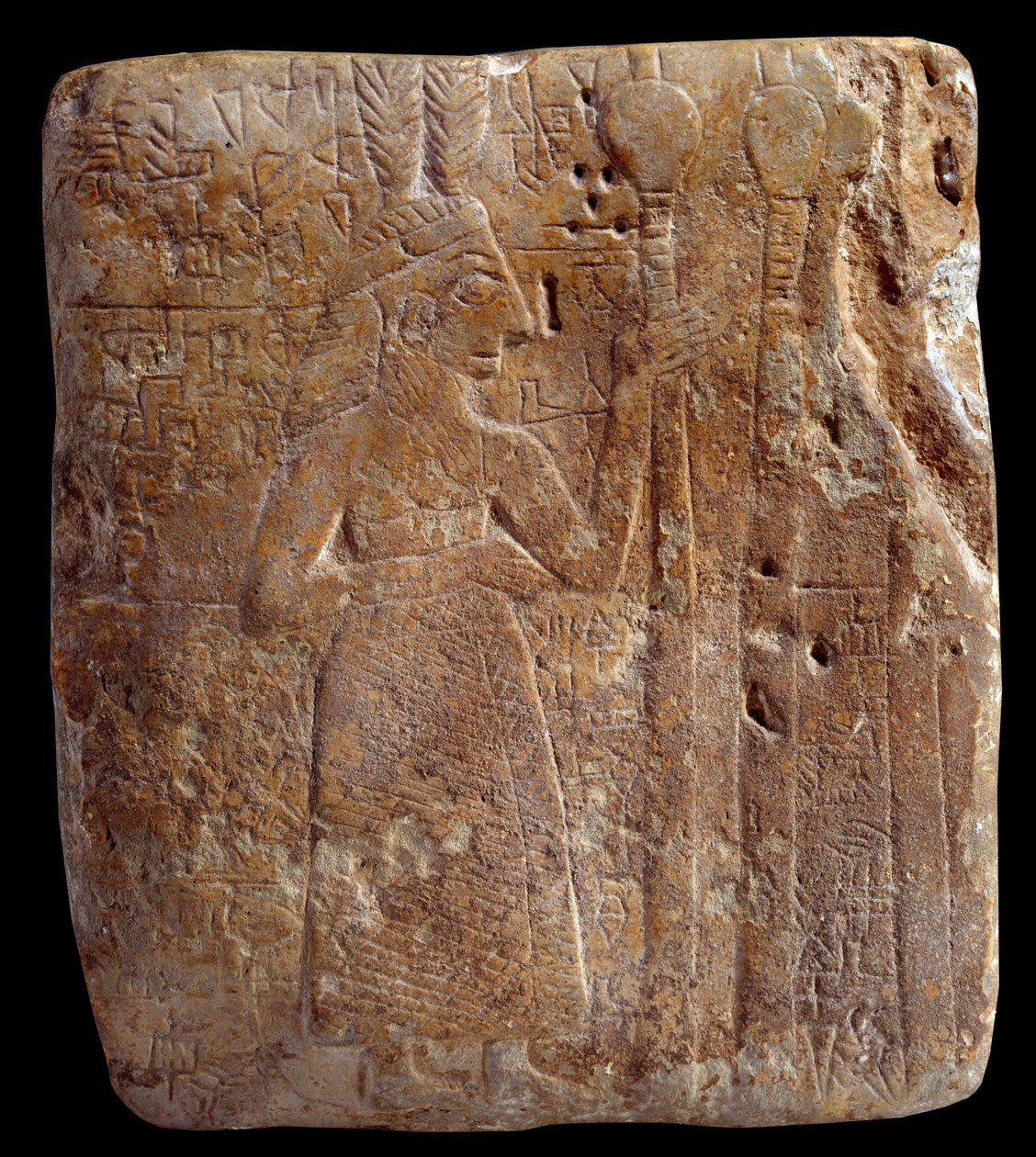 Mezopotamya. Art Sümer: tüylü karakter (yaklaşık MÖ 2700) stello antik girsou arkaik Sümer dönemi - kireçtaşı. Paris, Louvre Müzesi by Mesopotamian Mesopotamian