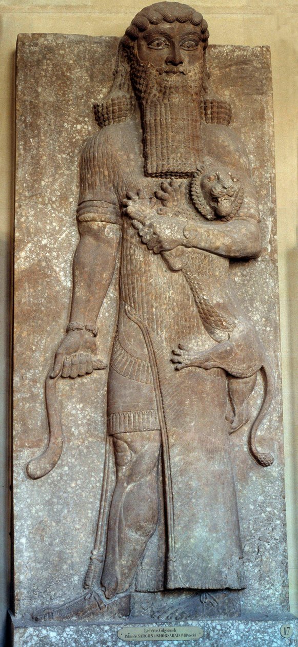 Mezopotamya: “Aslan ustası Sargon heykeli””” dedi “Gılgamış”” Mahkeme Khorsabad (Khunsabad) 8. yüzyıl. Paris, Louvre Müzesi by Mesopotamian Mesopotamian