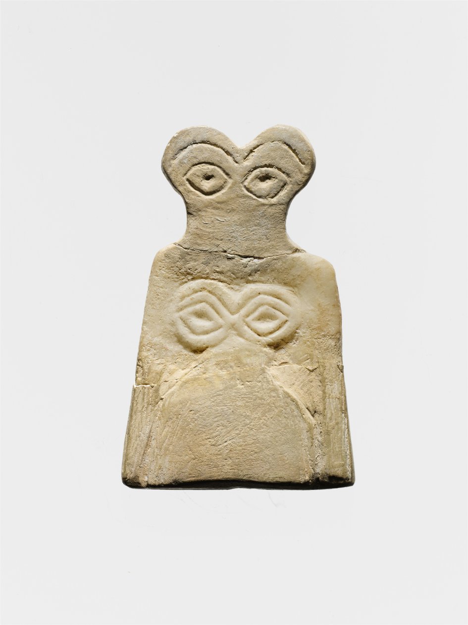 ಮಧ್ಯ ಉರುಕ್ ಕಣ್ಣಿನ ವಿಗ್ರಹ, c.3700-3500 B.C. (ಜಿಪ್ಸಮ್ ಅಲಾಬಸ್ಟರ್) ಟರ್ಕಿ by Mesopotamian School