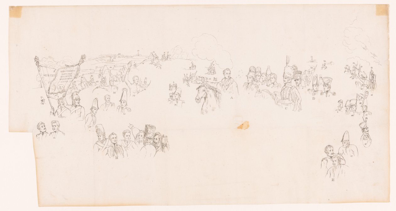 Waterloo'daki savaşı tasvir eden resmin çizimi by Met and Meylink