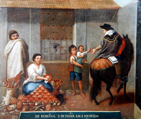 Pazar Tezgahından Figürler (tuval üzerine yağlı boya) by Mexican School