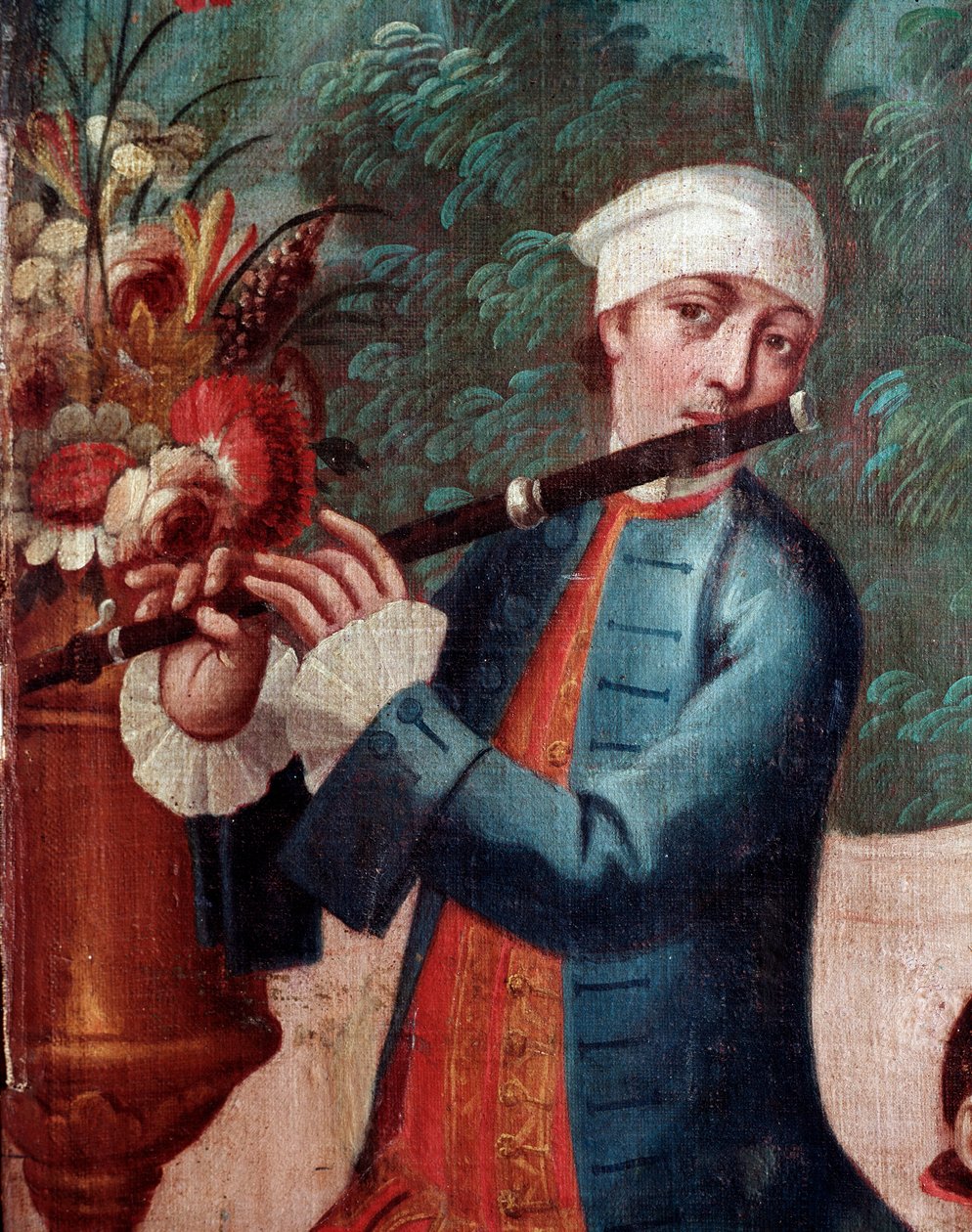 Flüt çalar (Ekran detayı, boyama by Mexican School