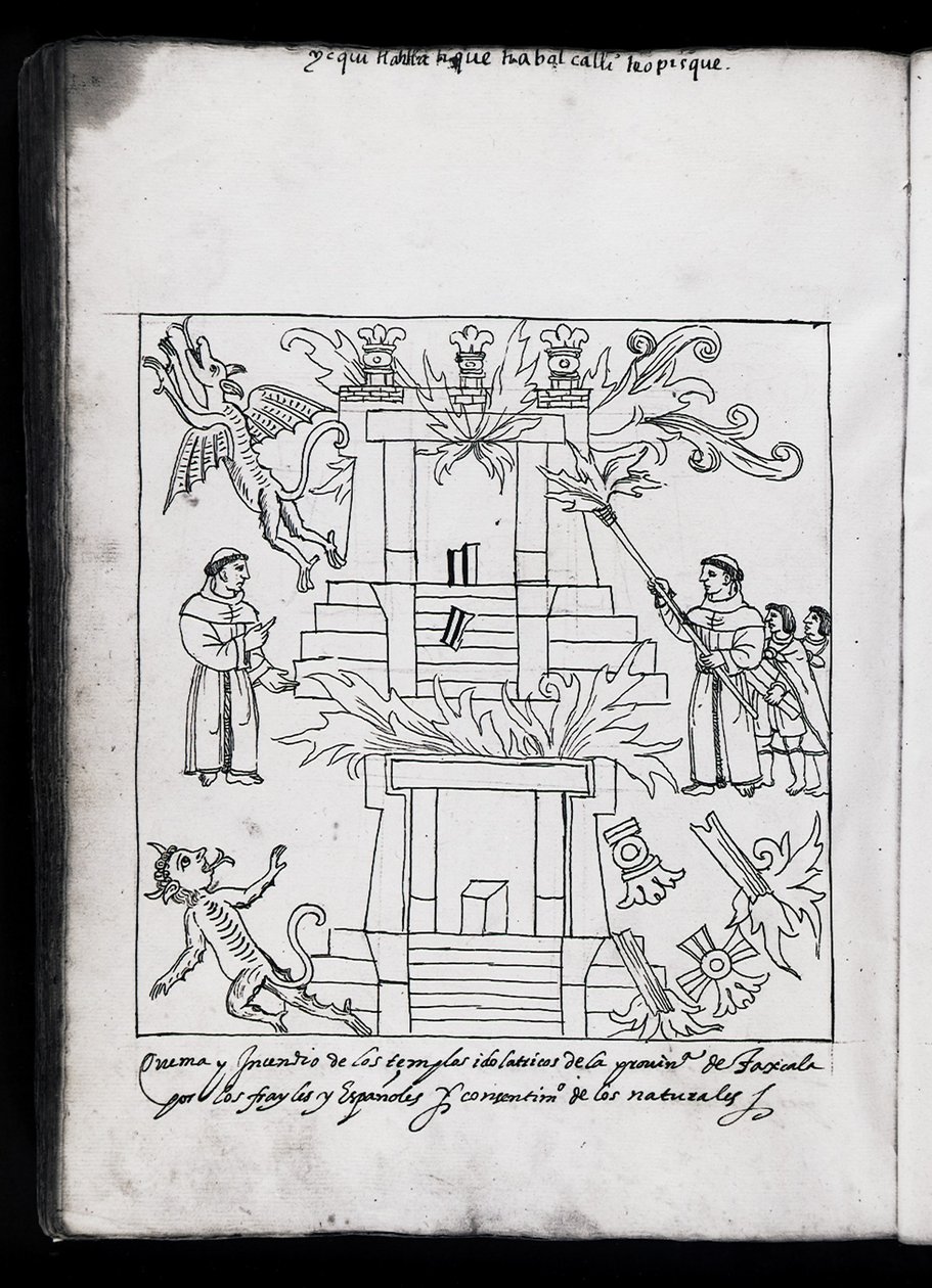 MS Hunter 242 f.240v Tapınakların Yakılması, Tlaxcala