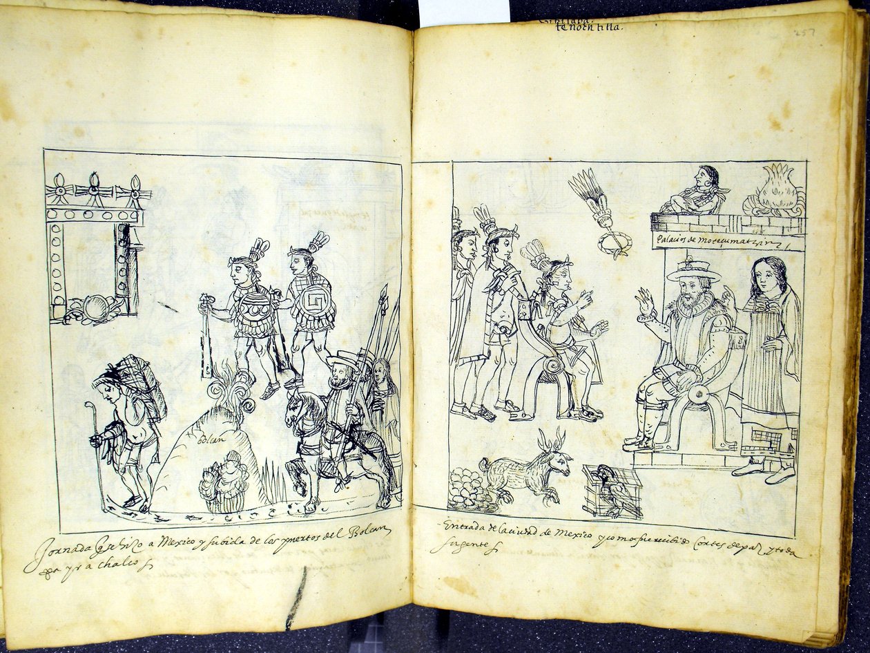 Ms Hunter 242 256v-257r Cortez ve Montezuma, Historia de Tlaxcala