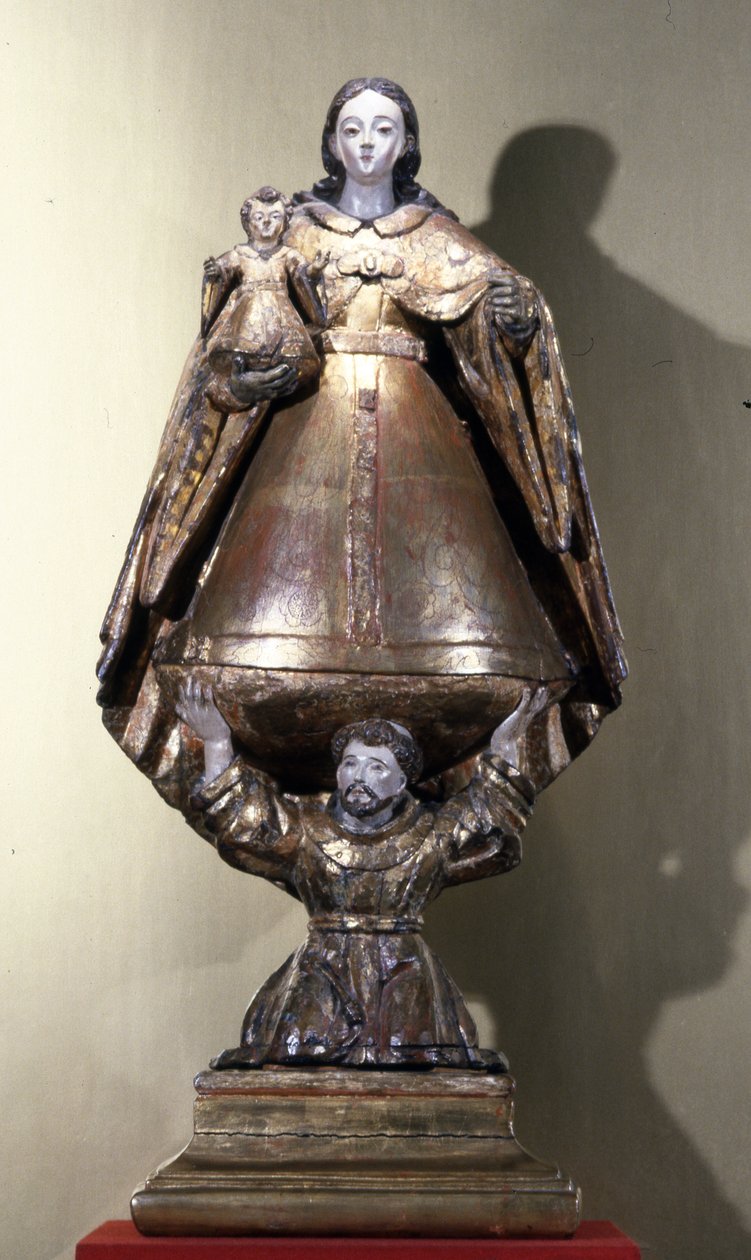 Aziz Francis, Madonna ve Çocuğu ayakta tutuyor (boyalı ahşap) by Mexican School