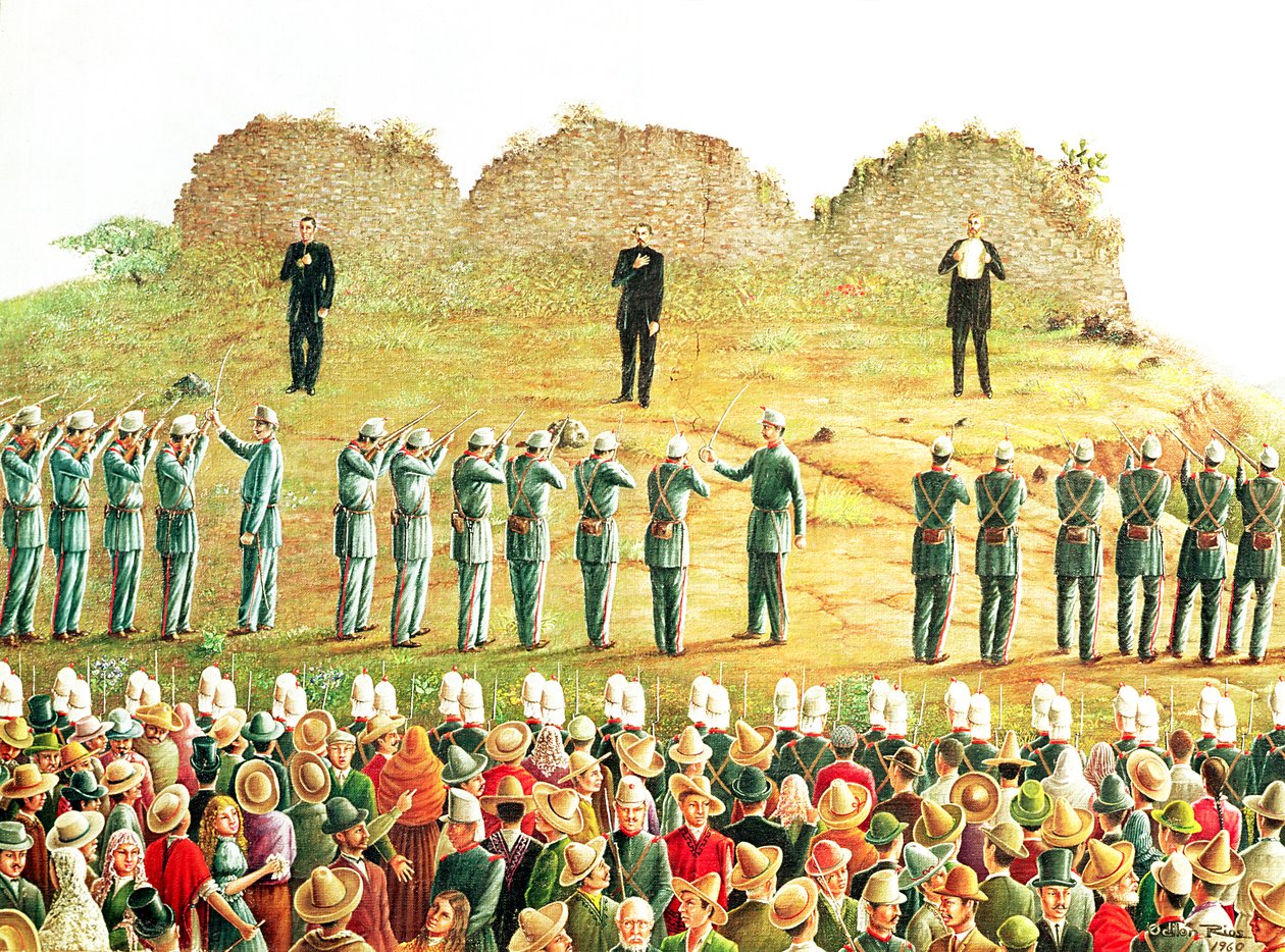 Maximilian'ın İnfazı (1832-67) (tuval üzerine yağlı boya) by Mexican School