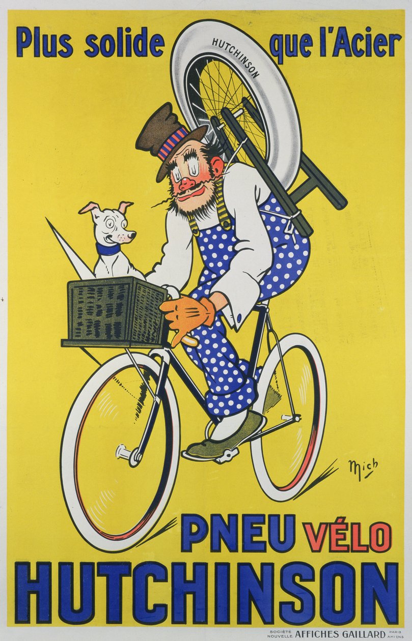 Poster reklam Hutchinson bisiklet lastikleri (renkli litho) by Mich