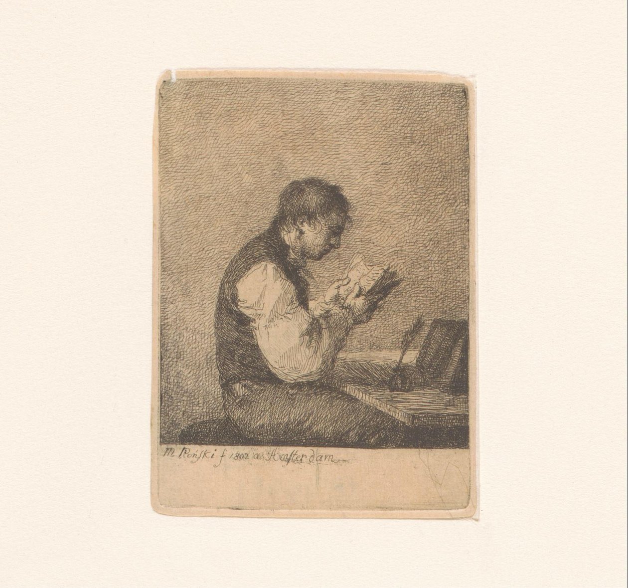 Masada Okuyan Adam Michał Płoński'nin On Dört Gravür (seri başlığı) by Michał Płoński