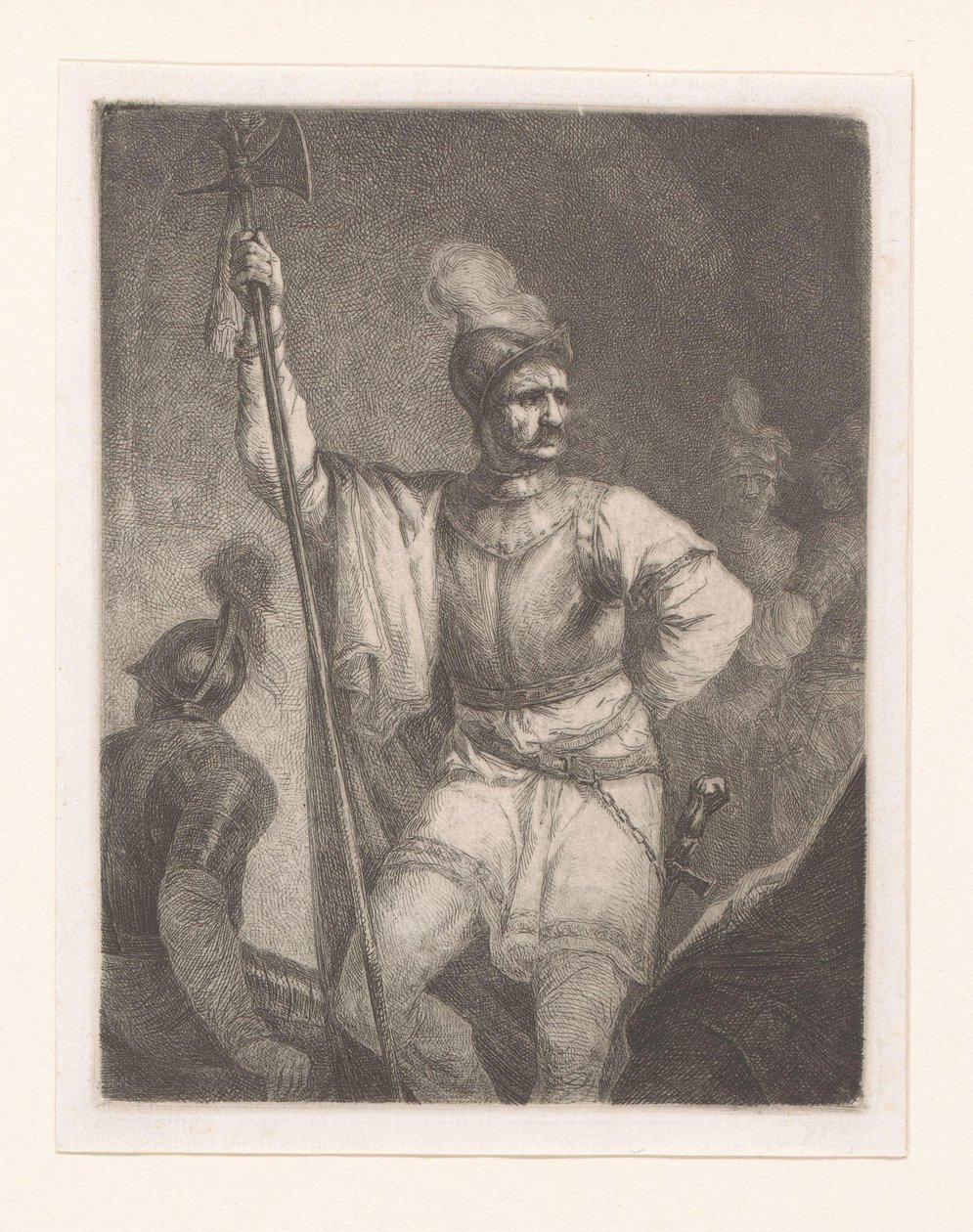 Teber ve kask ile asker Michał Płoński