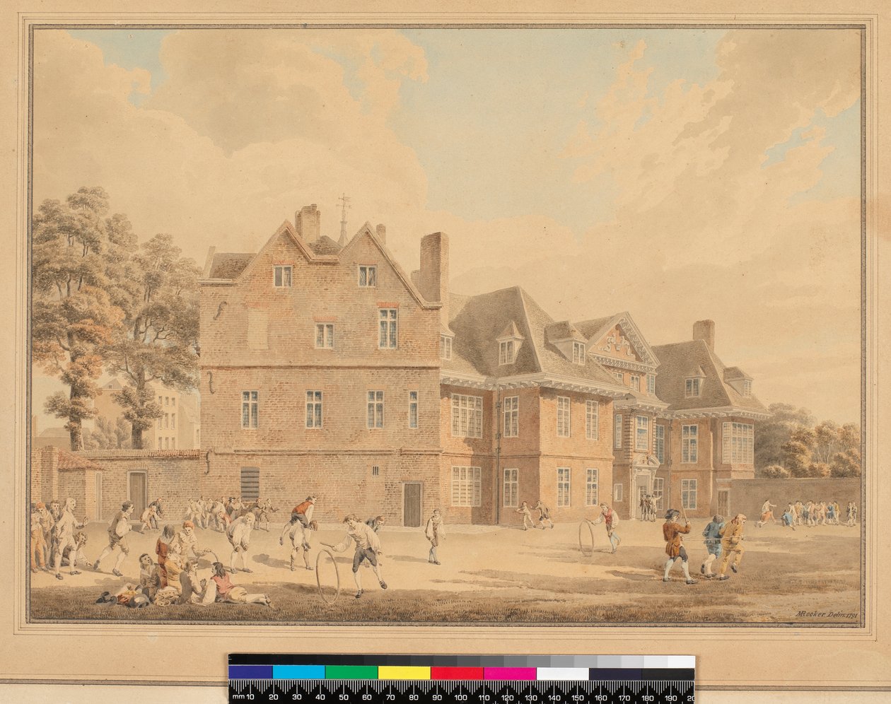 The Old Manor House, Marylebone, Okul olarak, 1791 (kalem ve wc) by Michael Rooker