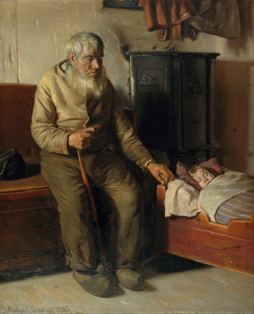 Kör Kristian bir çocuğa bakıyor by Michael Peter Ancher