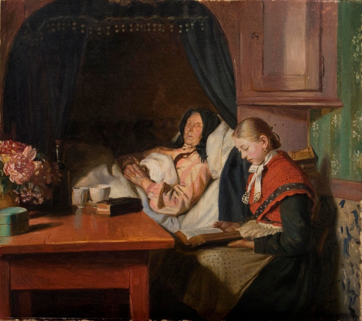 hasta yatağı tarafından by Michael Peter Ancher