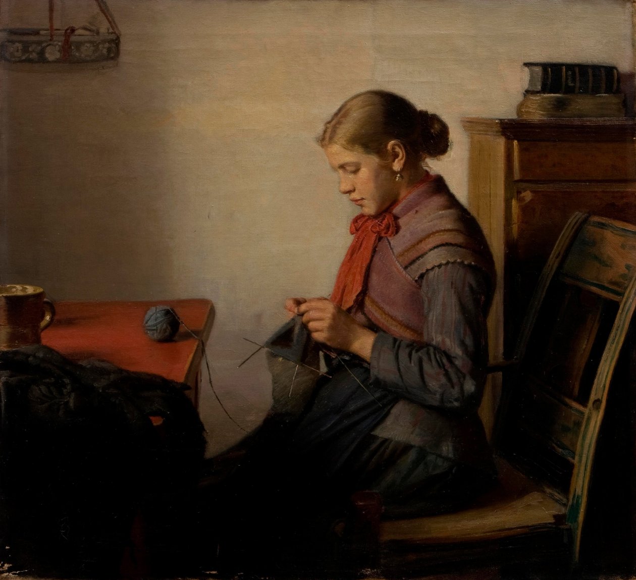 Skagen kızı, Maren Sofie, örgü örüyor. by Michael Peter Ancher