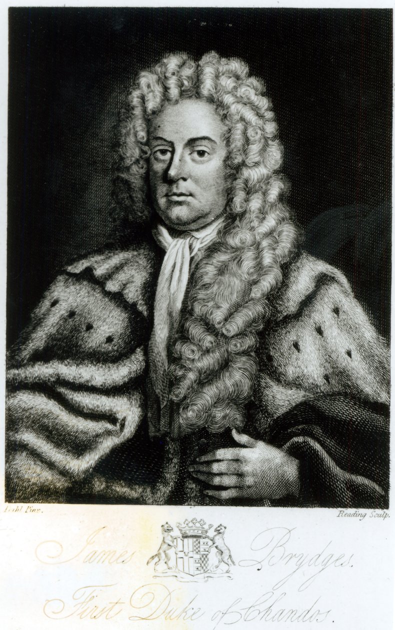 Burnet Reading (fl. 1776-1822) tarafından oyulmuş, ilk Chandos Dükü (1673-1744) James Brydges