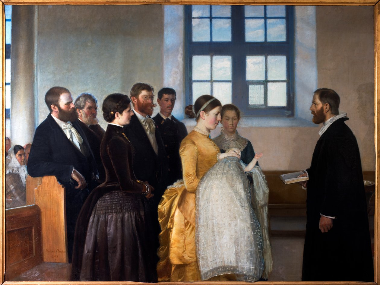 Bir BarnedabA Vaftiz by Michael Peter Ancher