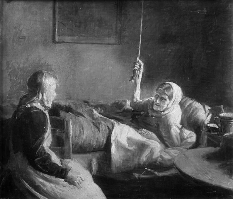 Yatakta Yaşlı Kadın by Michael Peter Ancher