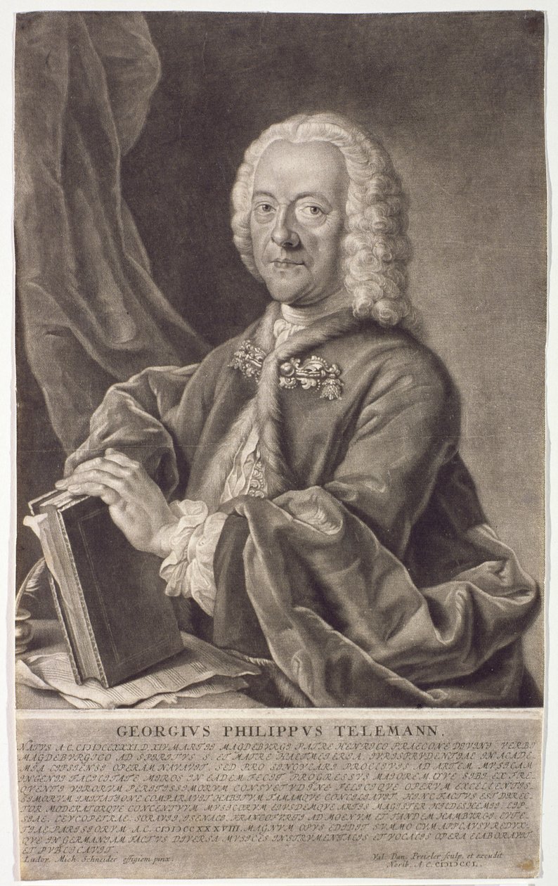 Georg Preisler (1700-54) tarafından oyulmuş Georg Philipp Telemann (1681-1757) portresi by Michael Schneider