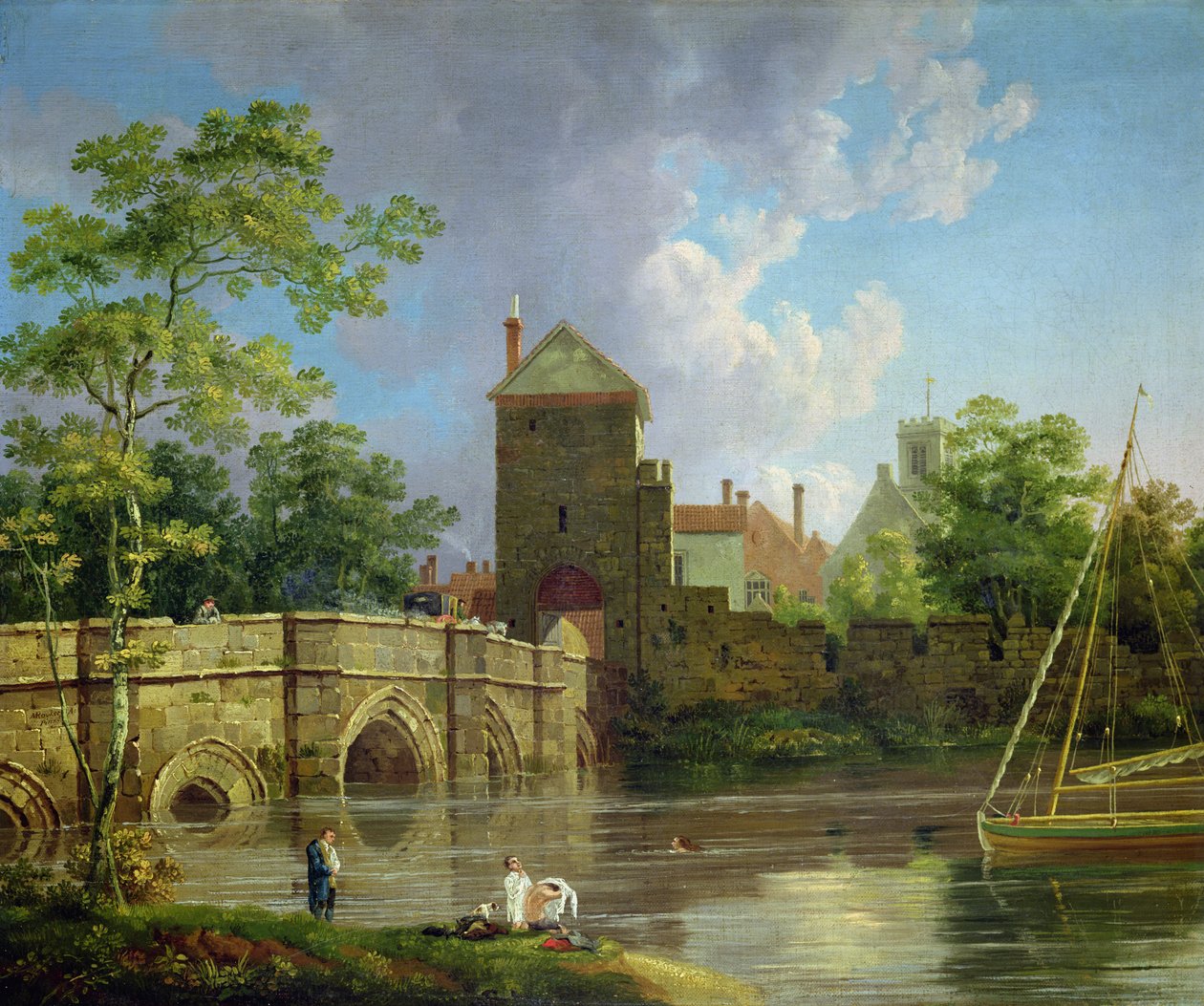 Layerthorpe Postern, York, c.1769 (tuval üzerine yağlıboya) by Michael (1743-1801) Rooker