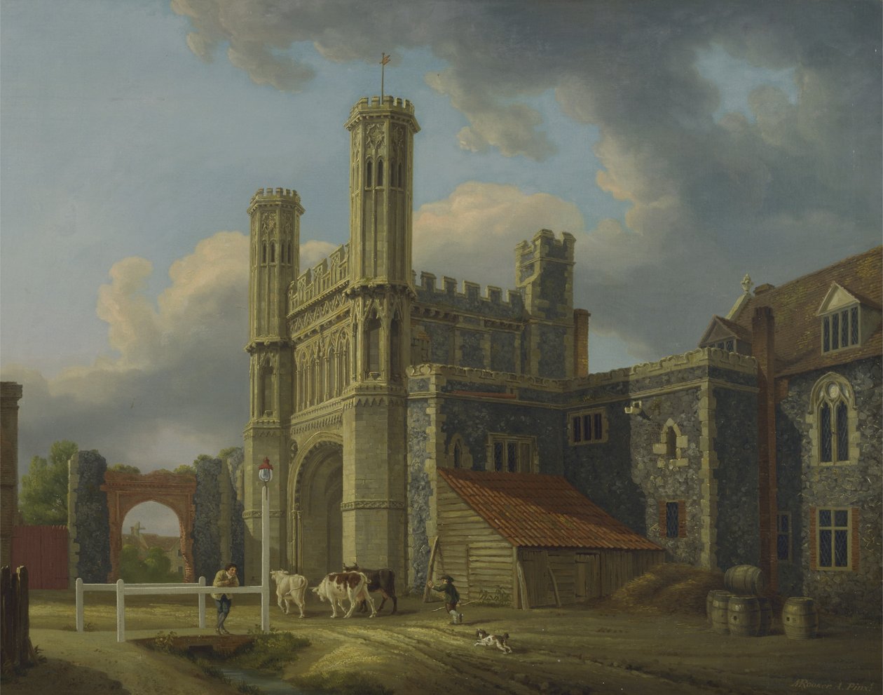 Aziz Augustine Kapısı, c.1778 (tuval üzerine yağlı boya) by Michael Rooker