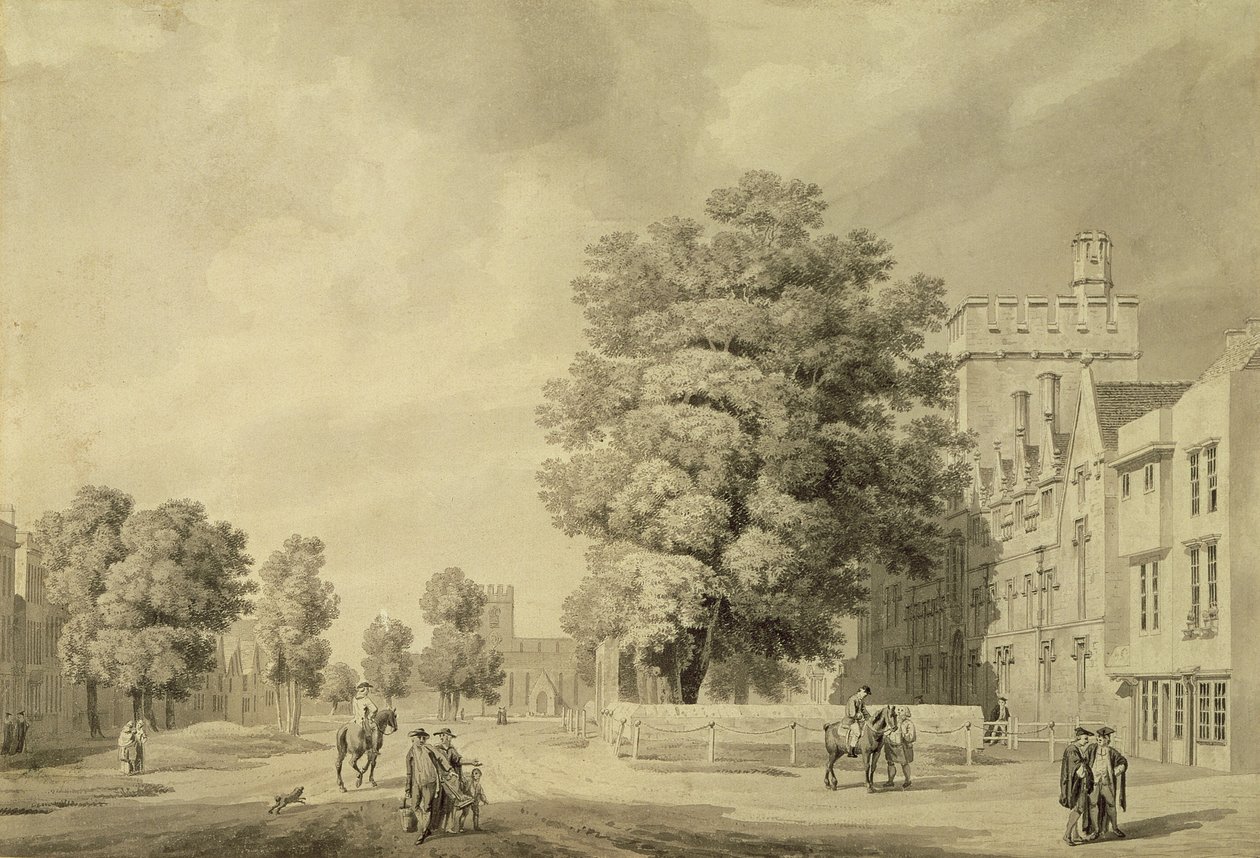 St Johns College, Oxford (kalem ve mürekkep ve yıkama) by Michael Rooker