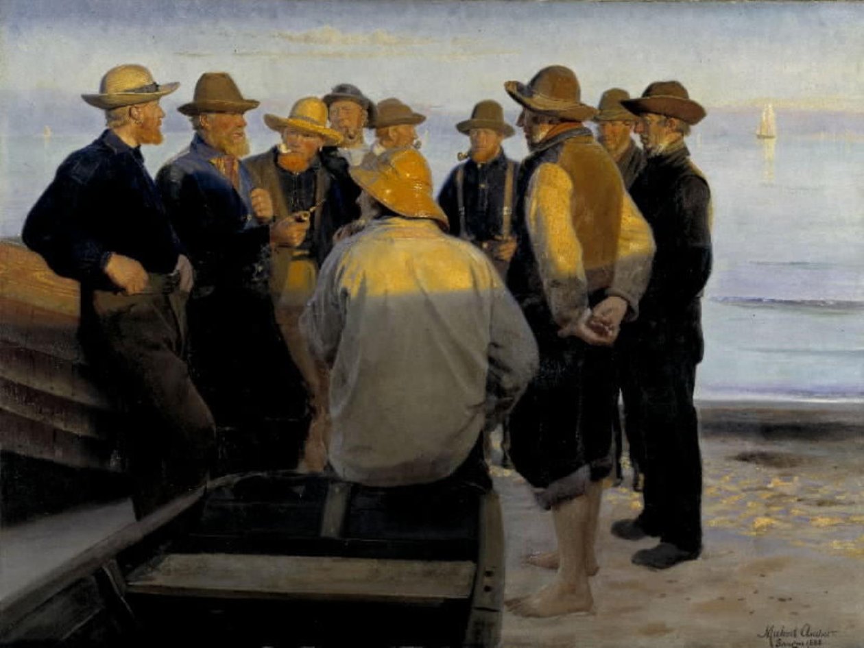 Bir Yaz Akşamında Deniz Kenarında Balıkçılar by Michael Ancher