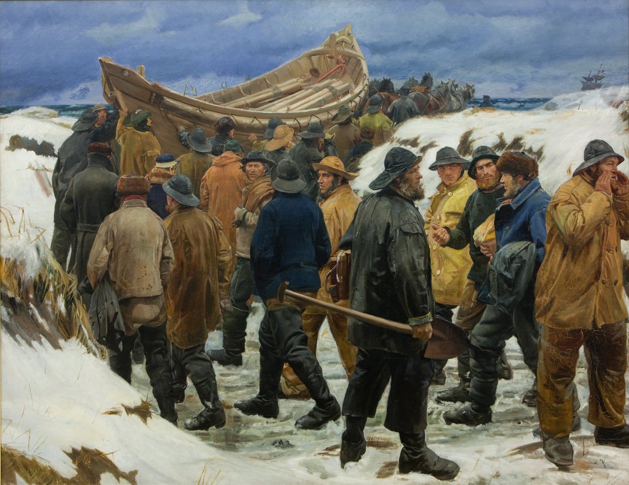 Cankurtaran Teknesi Kum Tepelerinden Geçiyor, 1883 by Michael Peter Ancher