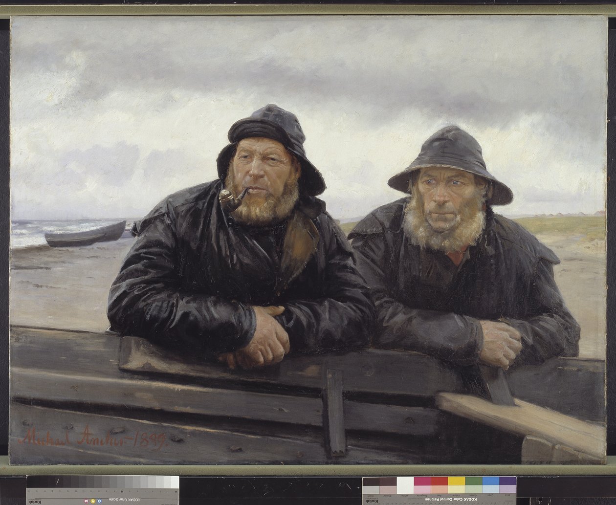 Bir Teknenin Yanında İki Balıkçı by Michael Ancher