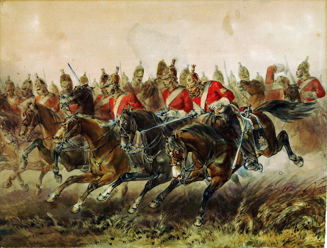 Balaclava Savaşı Sırasında Hafif Tugay Hücumu (bataille de Balaklava) - Hayes, Michael Angelo (1820-1877) - 1854 - Kağıt üzerine suluboya - 31,2x40,4 - Özel Koleksiyon by Michael Angelo Hayes