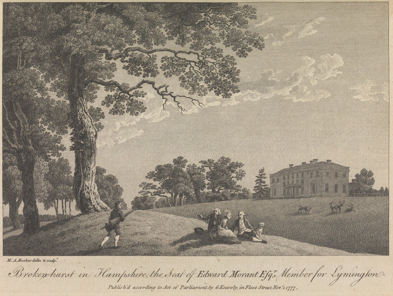 Hampshire'da Kırık Hurst, The Seat of Edward Morant, Esquire, Member for Lymington (yayınlayan: G. Kearsly); sayfa 43 (Birinci Cilt) by Michael Angelo Rooker