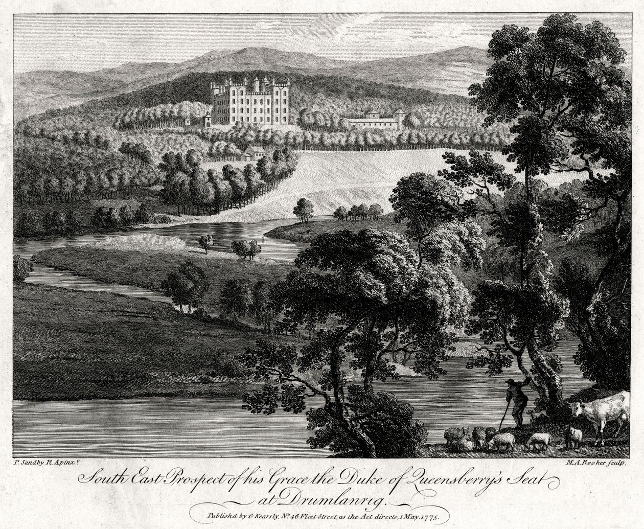 South East Prospect of Majesteleri Queensberrys Dükü, Drumlanrig, İskoçya