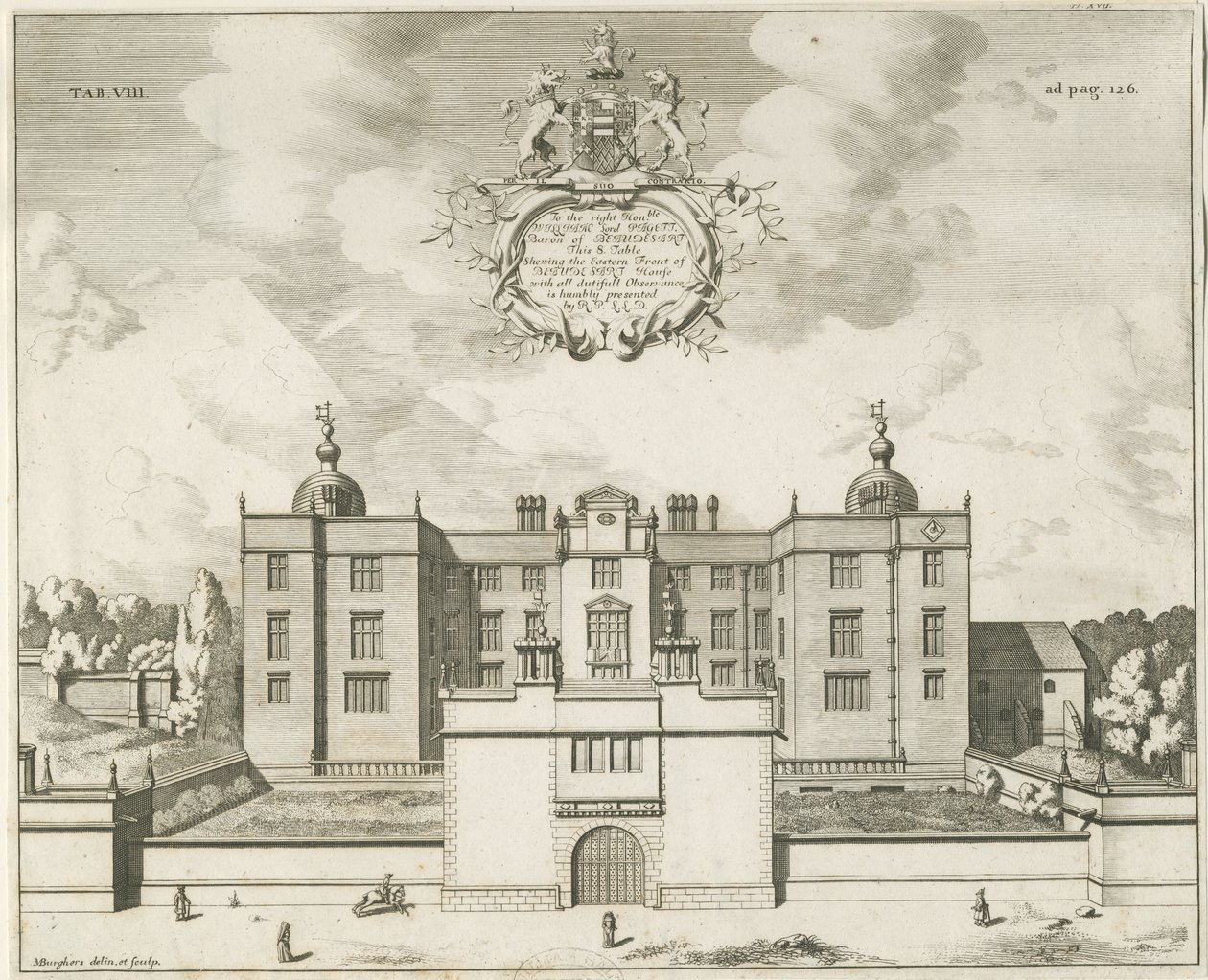 Beaudesert Hall ve Park: bakır levha gravürü, nd [1653-1686] by Michael Burghers