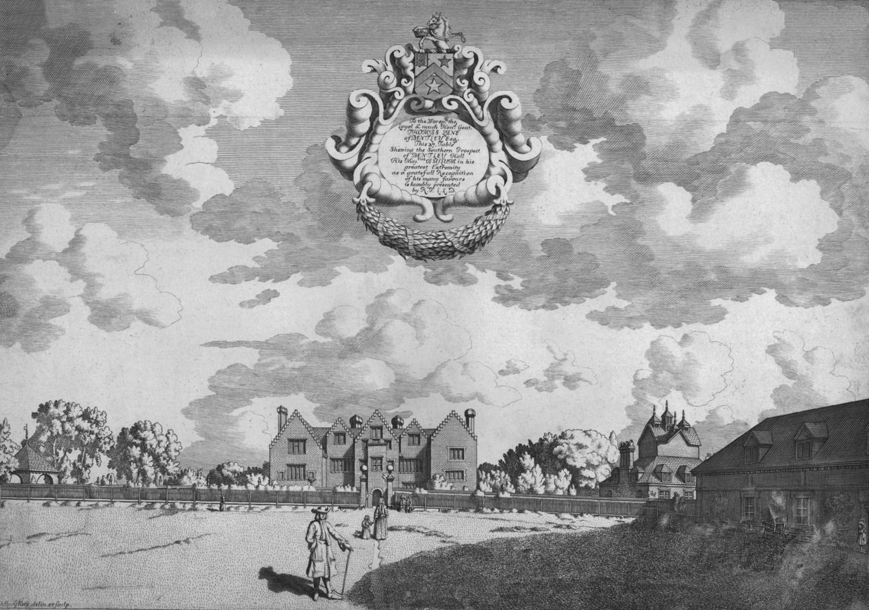 Bentley Hall Southern Prospect, c1686. by Michael Burghers