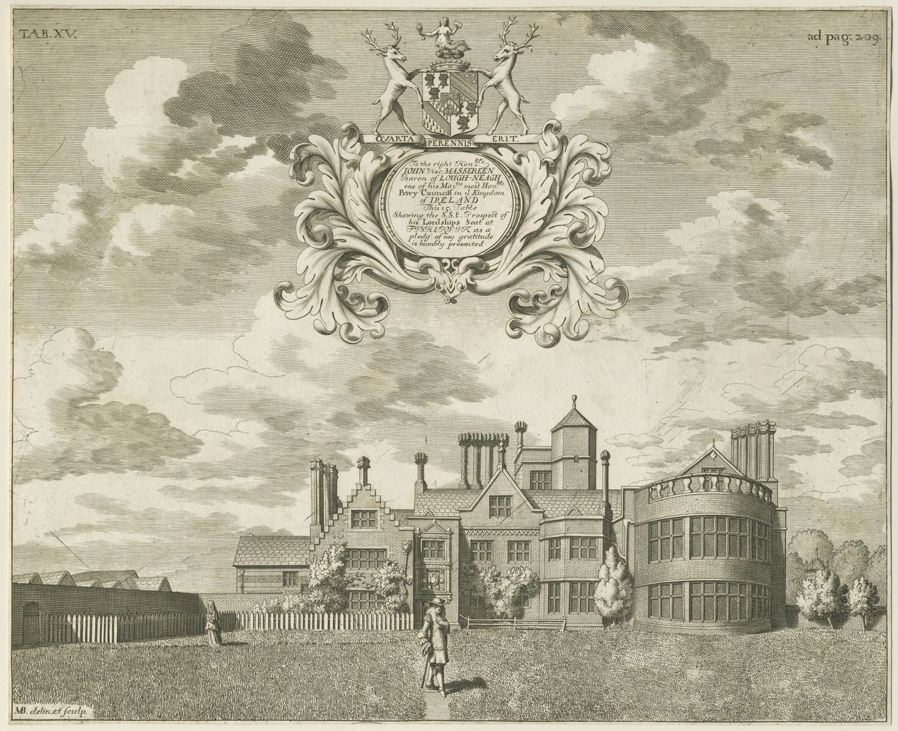 Fisherwick Hall: bakır levha gravür, nd [1653-1686] (baskı) by Michael Burghers