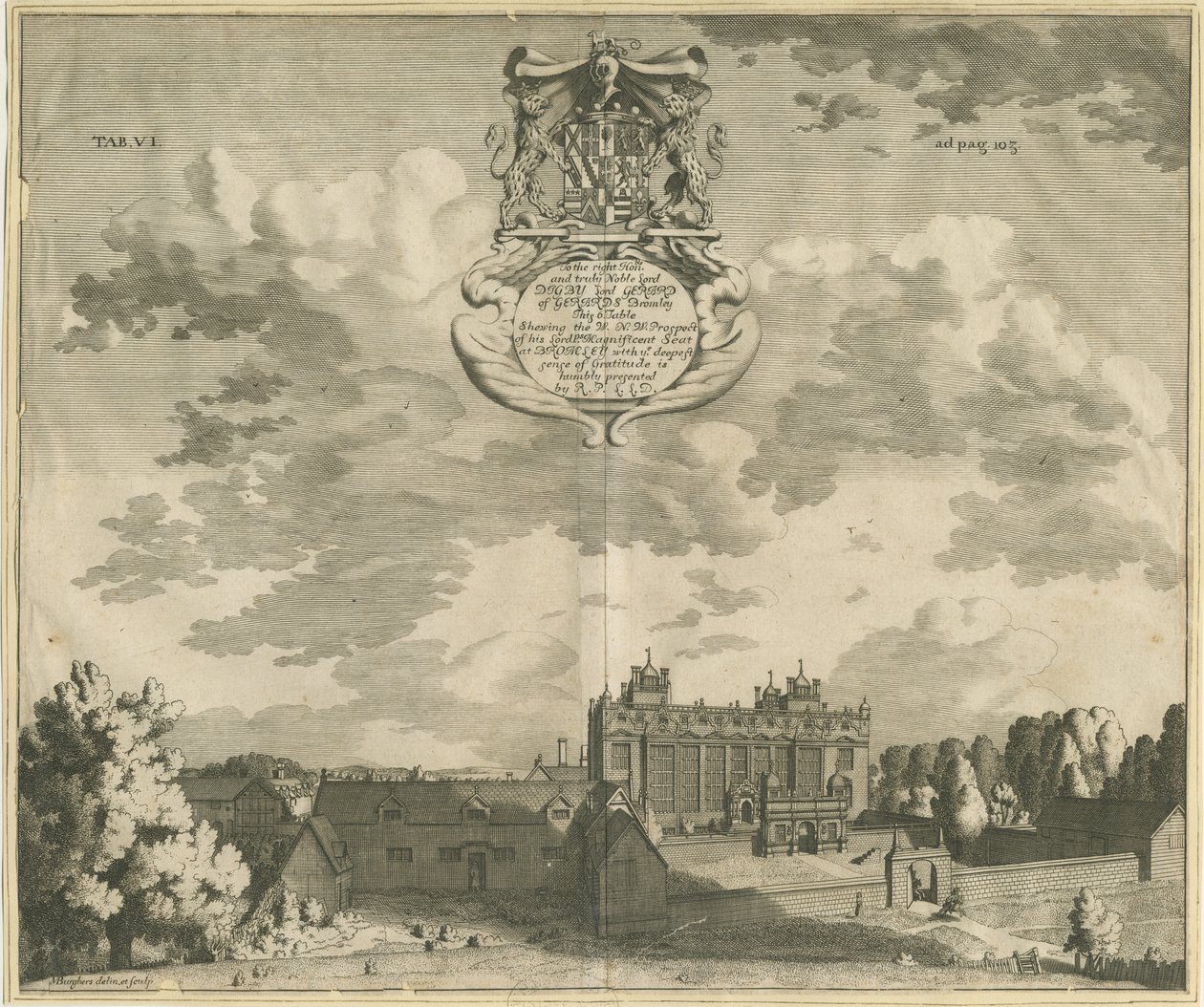 Gerards Bromley Hall: gravür, nd [1653-1686] by Michael Burghers