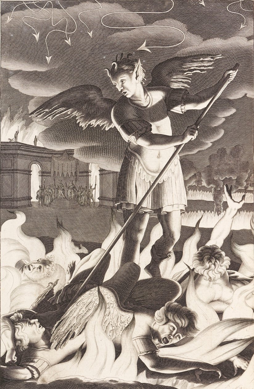 John Miltons Paradise Lost için çizim, 1688. by Michael Burghers