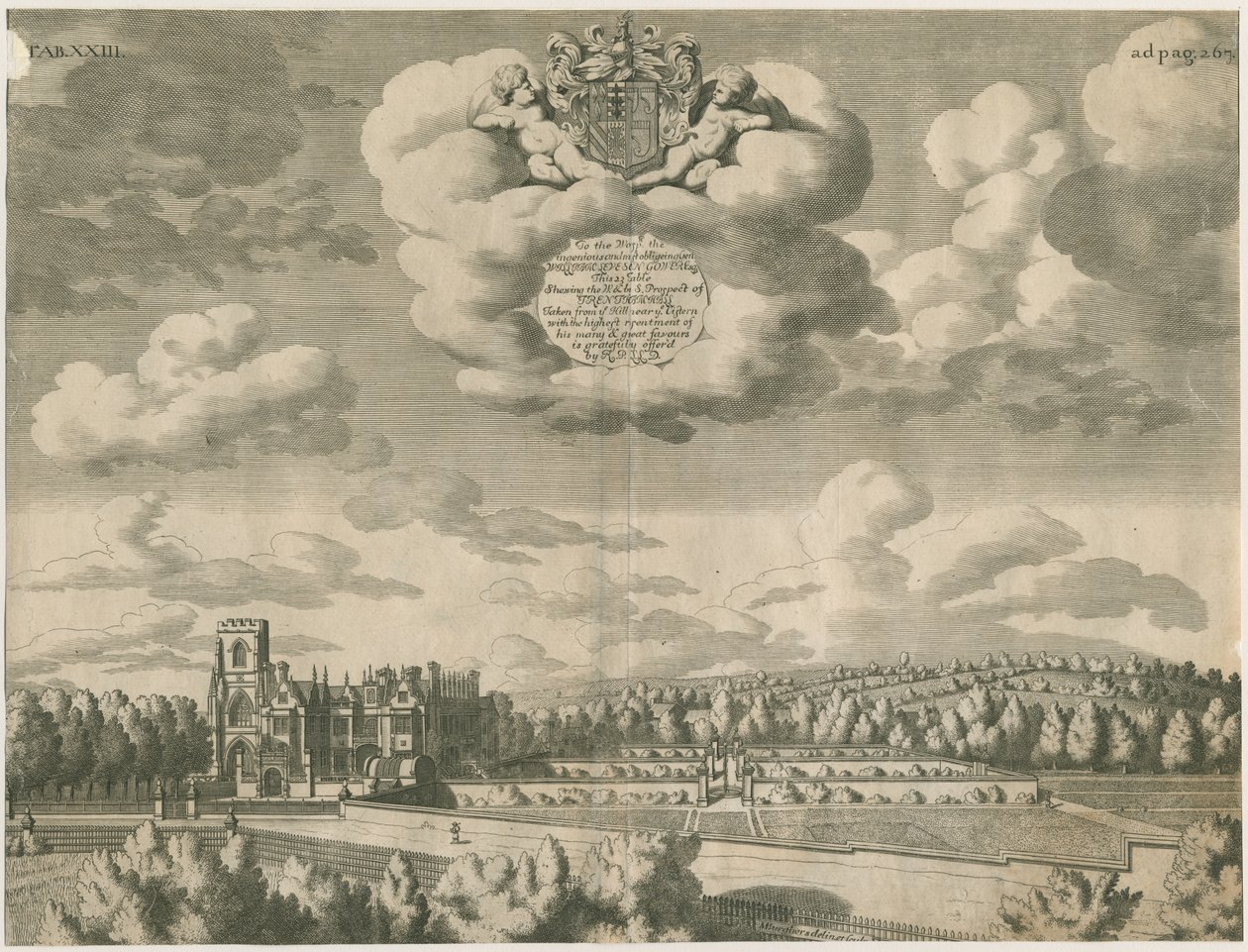 Trentham Hall: gravür, nd [1686] by Michael Burghers