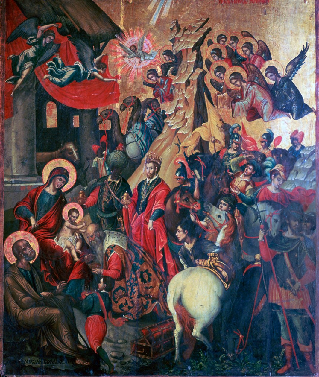 Magi hayranlığının simgesi, 16. yüzyıl by Michael Damaskinos