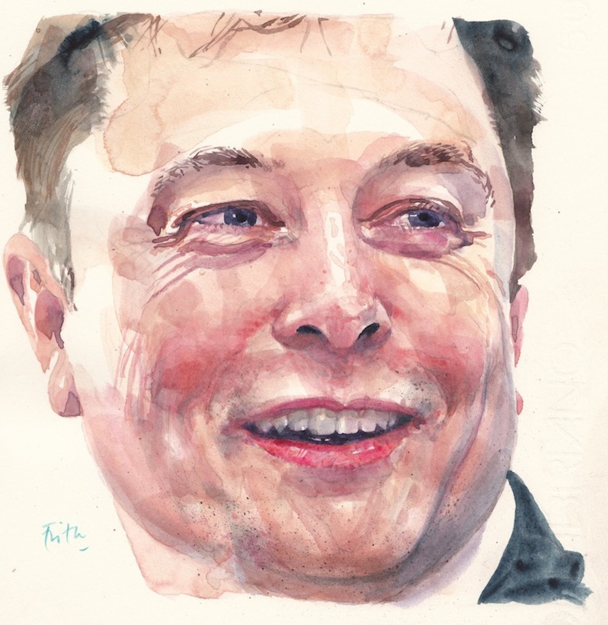 Elon Musk (suluboya) by Michael Frith