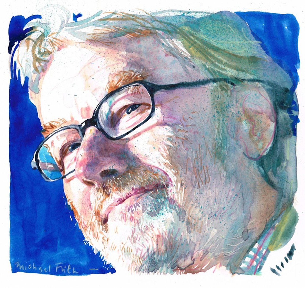 Iain Banks (suluboya) by Michael Frith