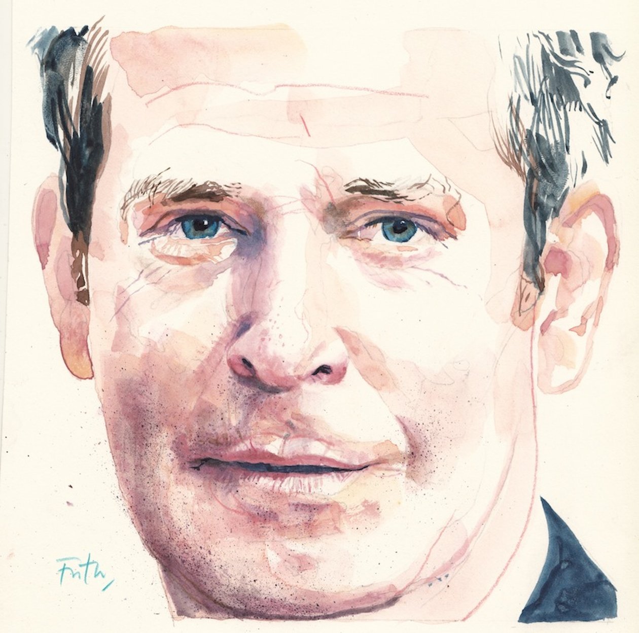 Tom Hollander (suluboya) by Michael Frith