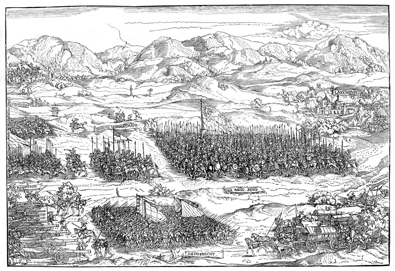 Alman paralı askerleri yürüyüşte by Michael Ostendorfer