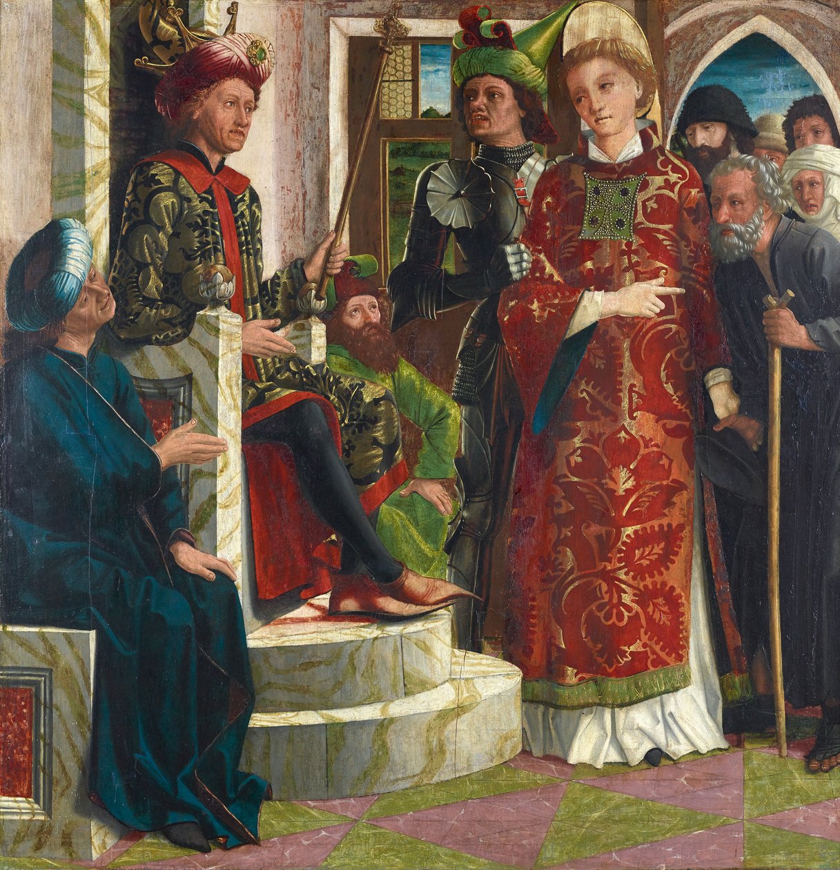 St. Laurentius imparatorun huzurunda by Michael Pacher