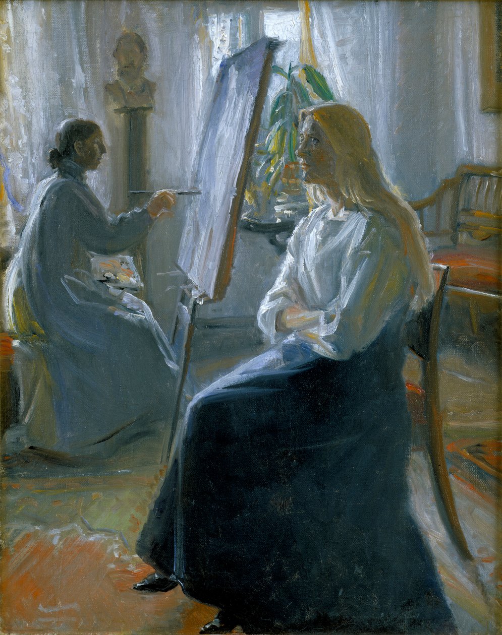 Stüdyoda, Anna Ancher, Sanatçının Karısı Tablosu, 19. yüzyılın sonu - 20. yüzyılın başı. by Michael Peter Ancher